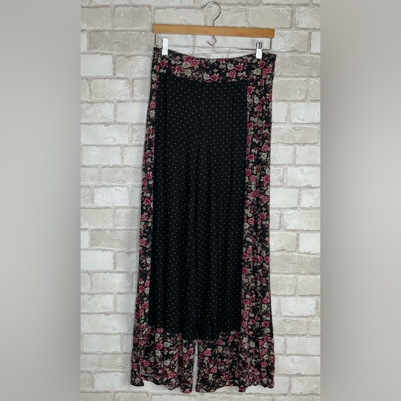 Anthropologie Farm Black Floral Wide Leg Pants Size M - Picture 2 of 15